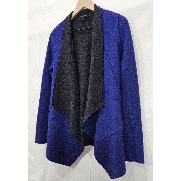 Eileen Fisher Womens Merino Wool Jacket Asymmetric Felted Blue Gray Lagenlook XS - Picture 7 of 14